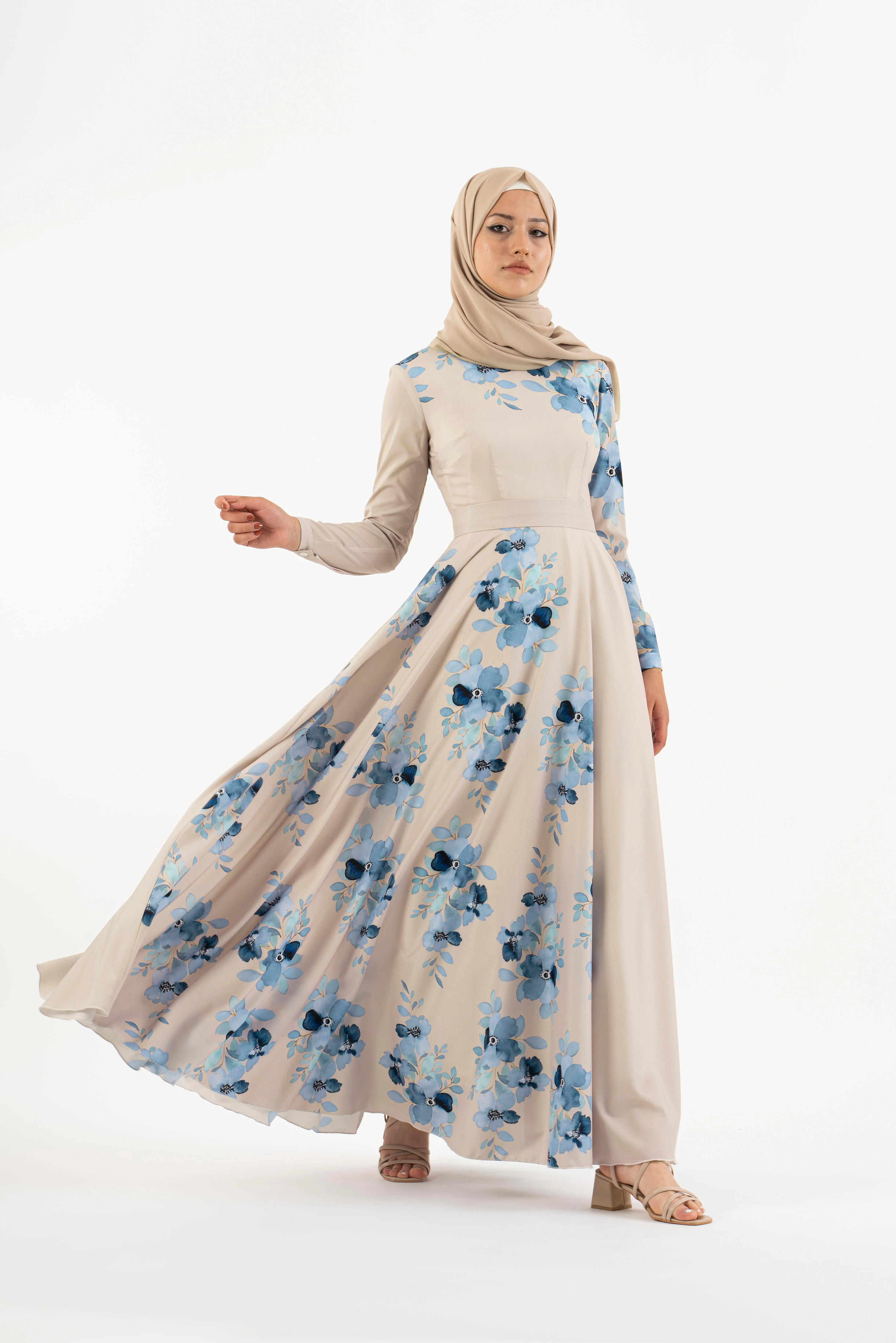 Modest Fashion Dress - Cream