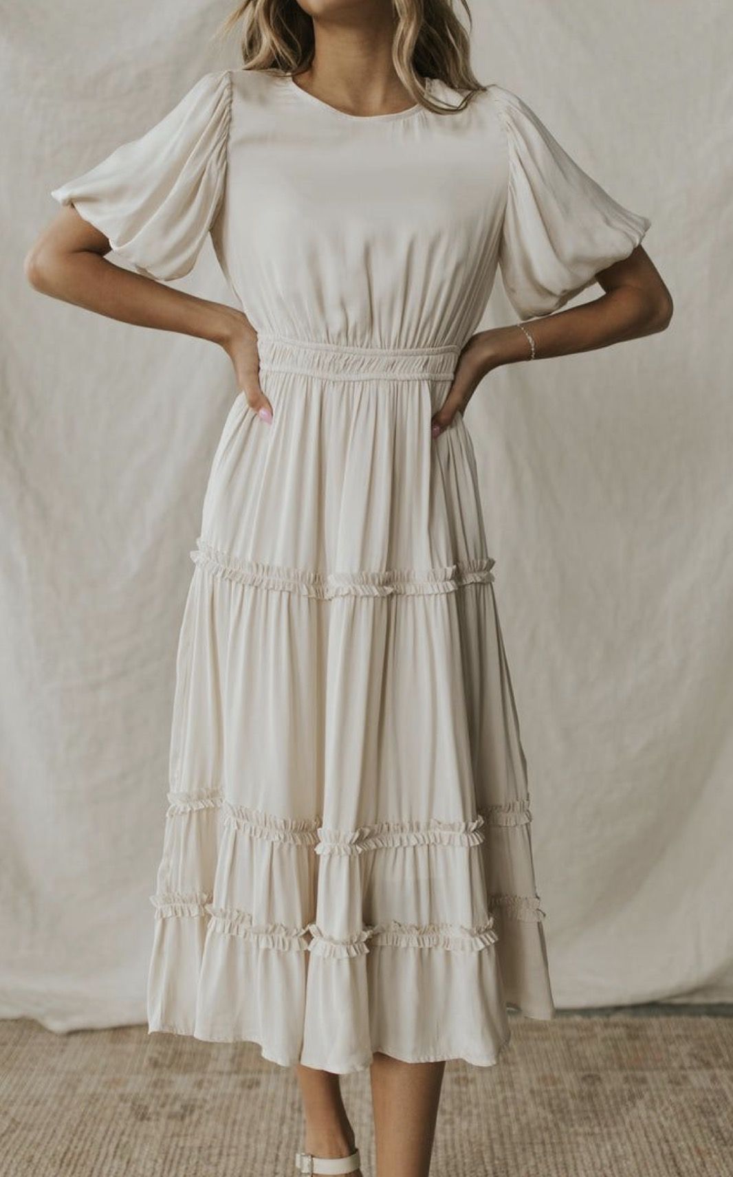 Modest Fashion Dress - Cream