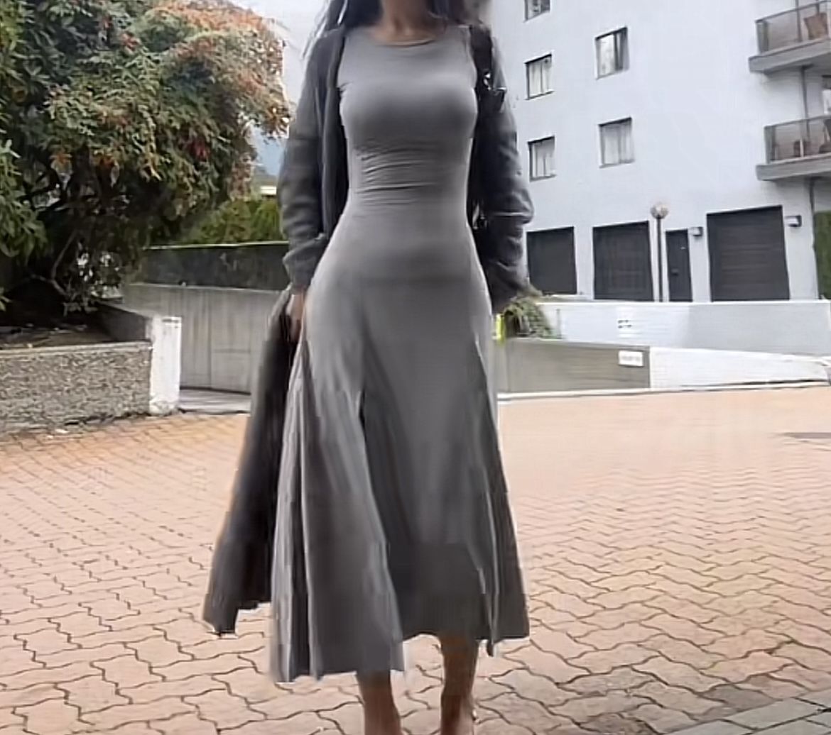 Modest Fashion Dress - Grey