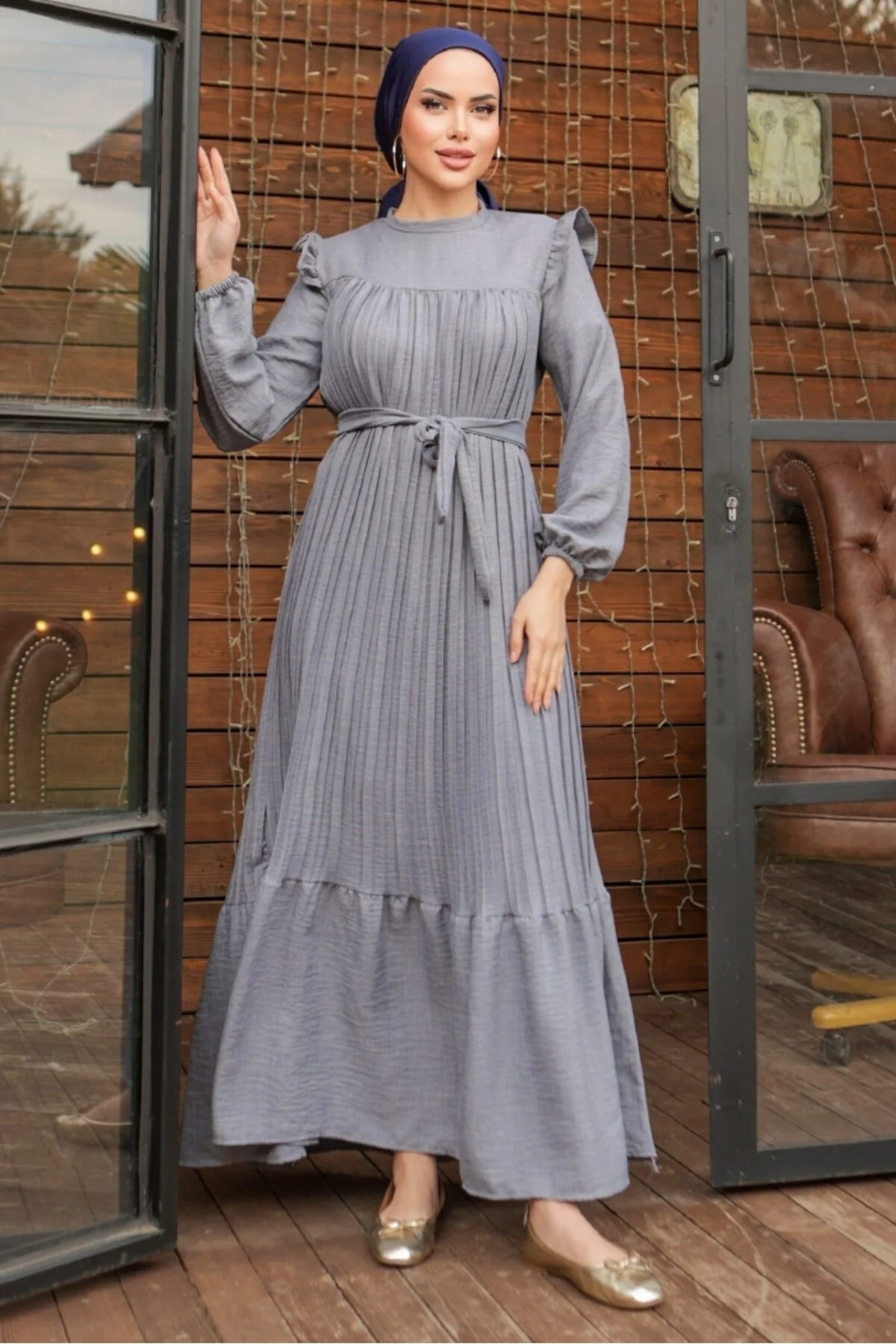 Modest Fashion Dress - Grey