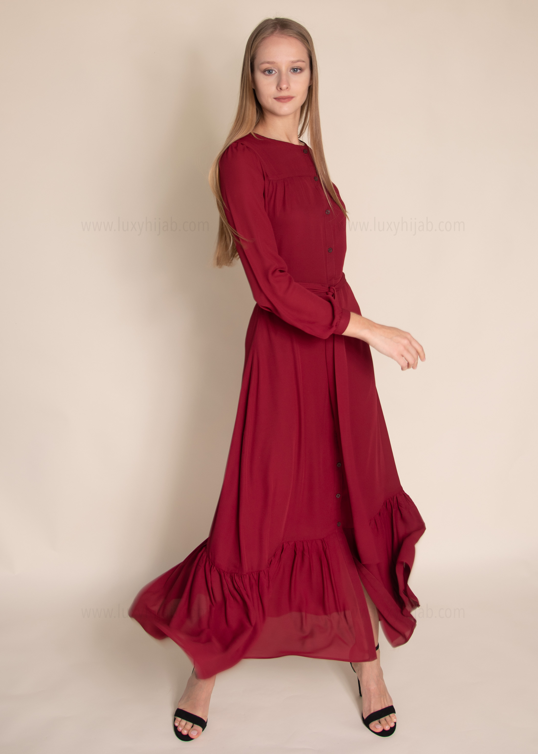 Modest Fashion Dress - Maroon