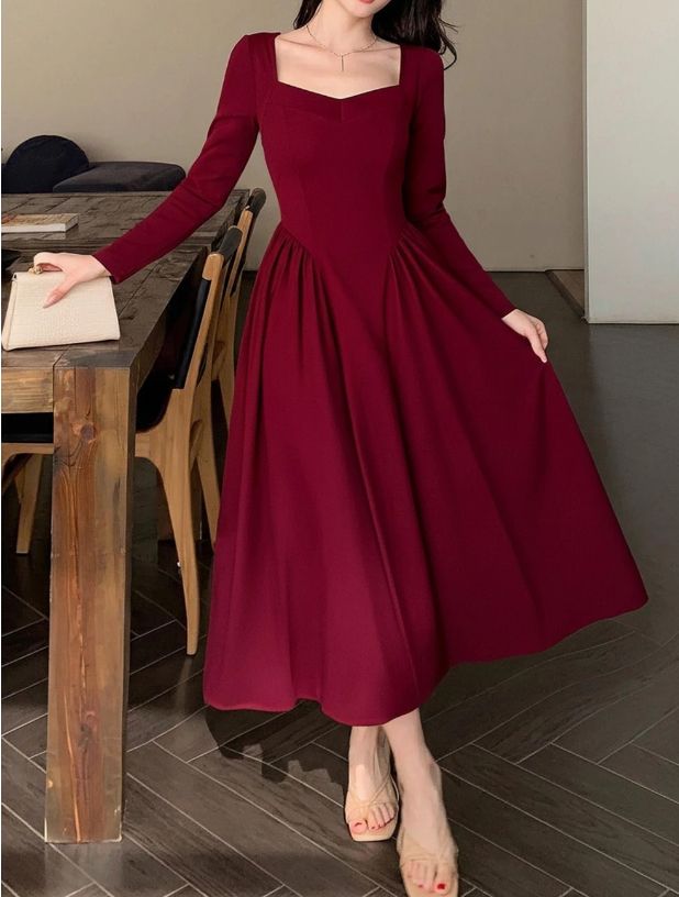 Modest Fashion Dress - Maroon