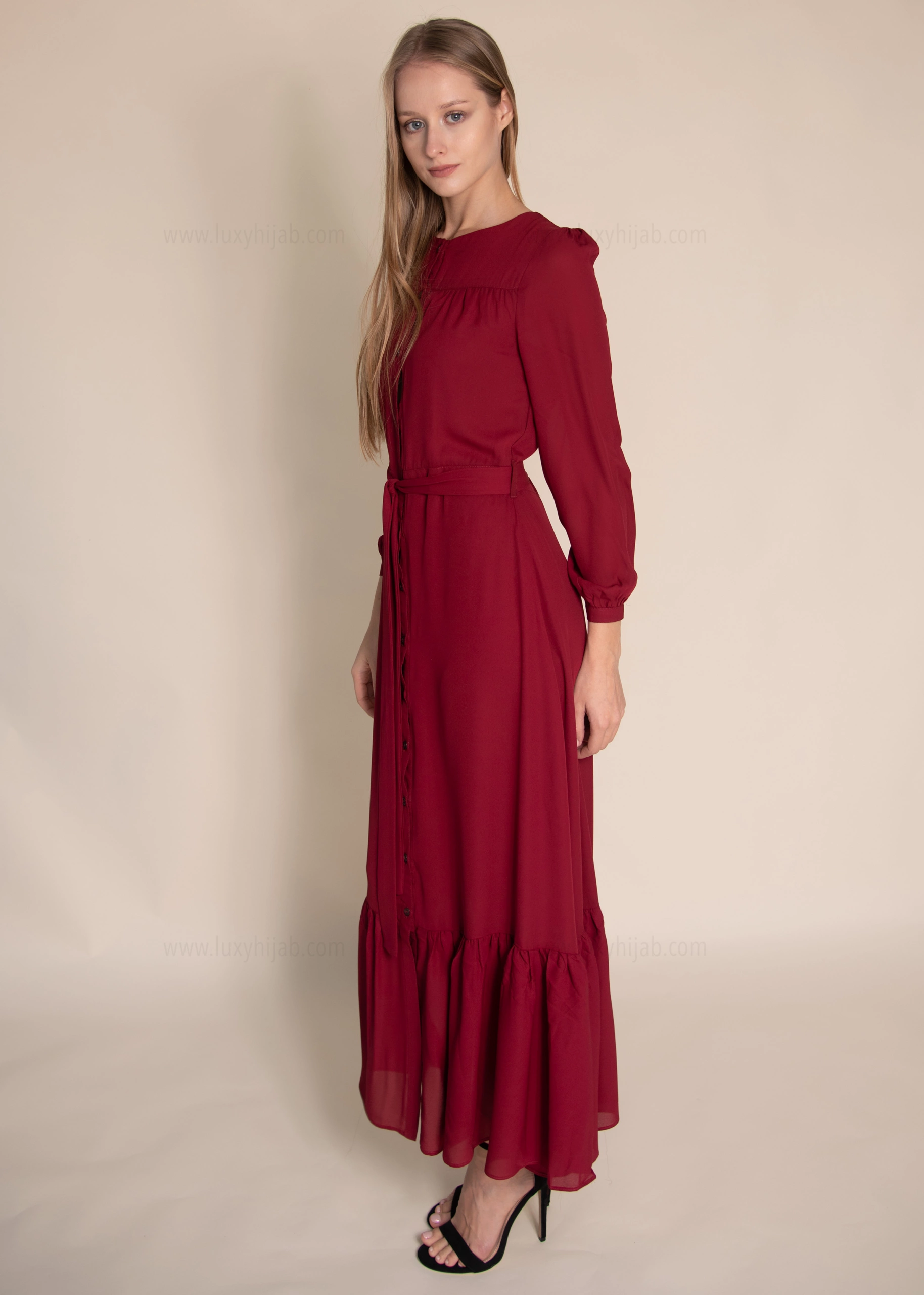 Modest Fashion Dress - Maroon