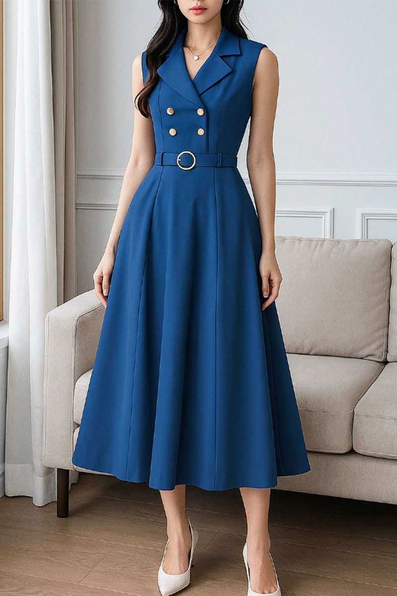 Modest Fashion Dress - Navy