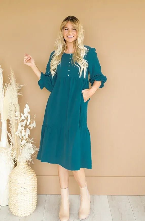 Modest Fashion Dress - Teal