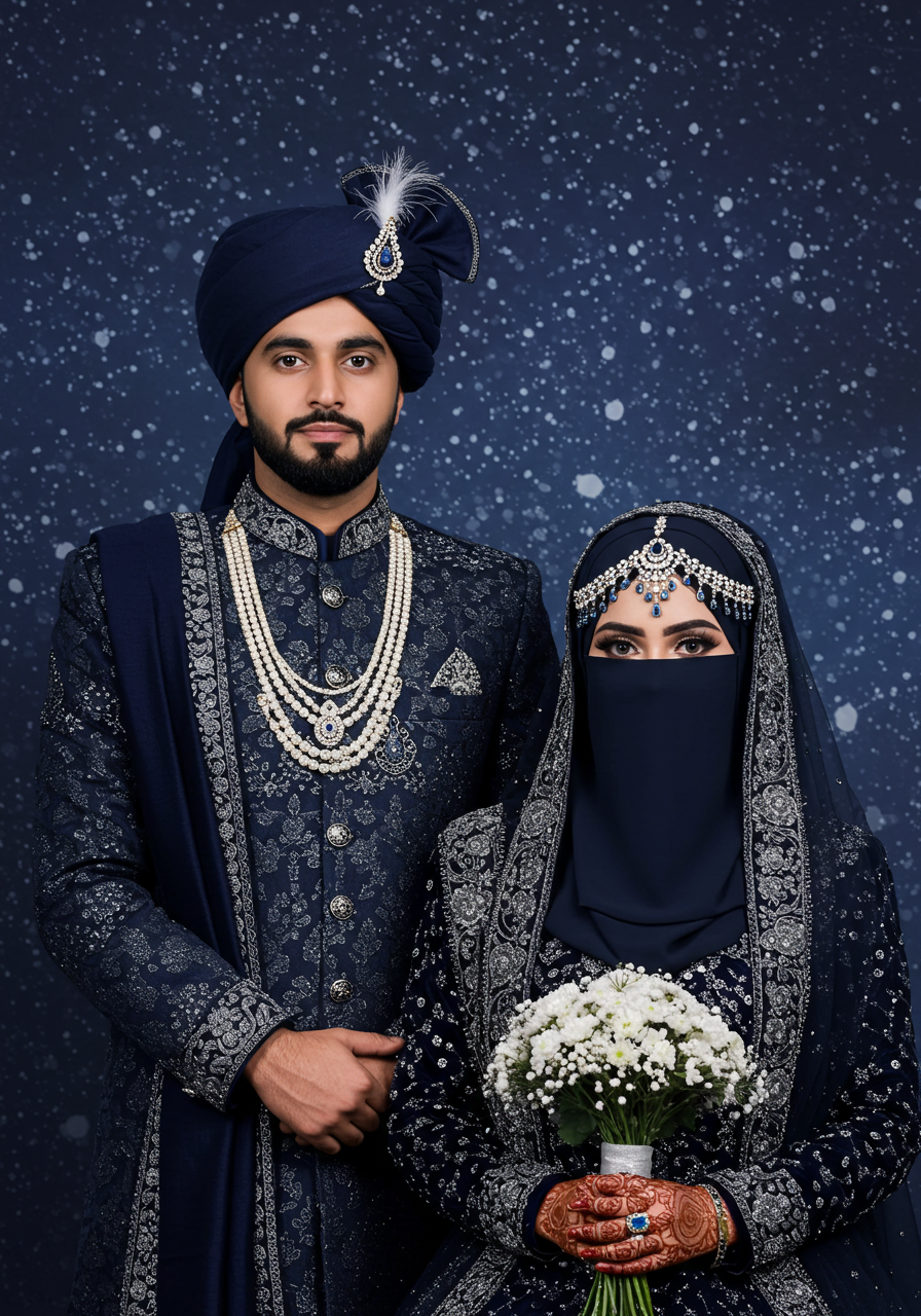 Muslim Wedding Attire - Navy
