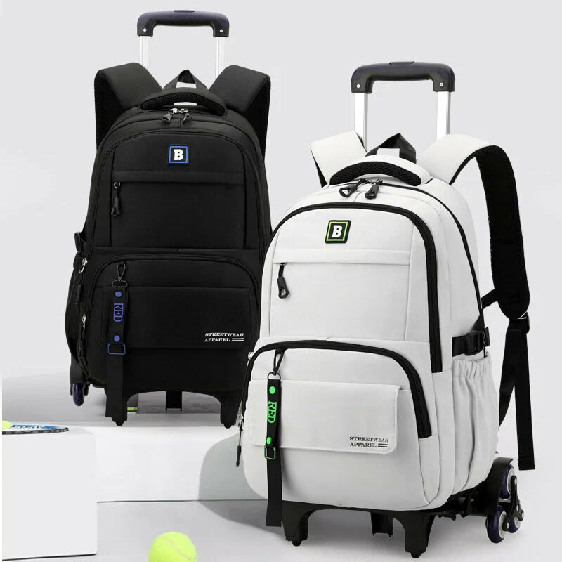 School Bag - Wheeled - White