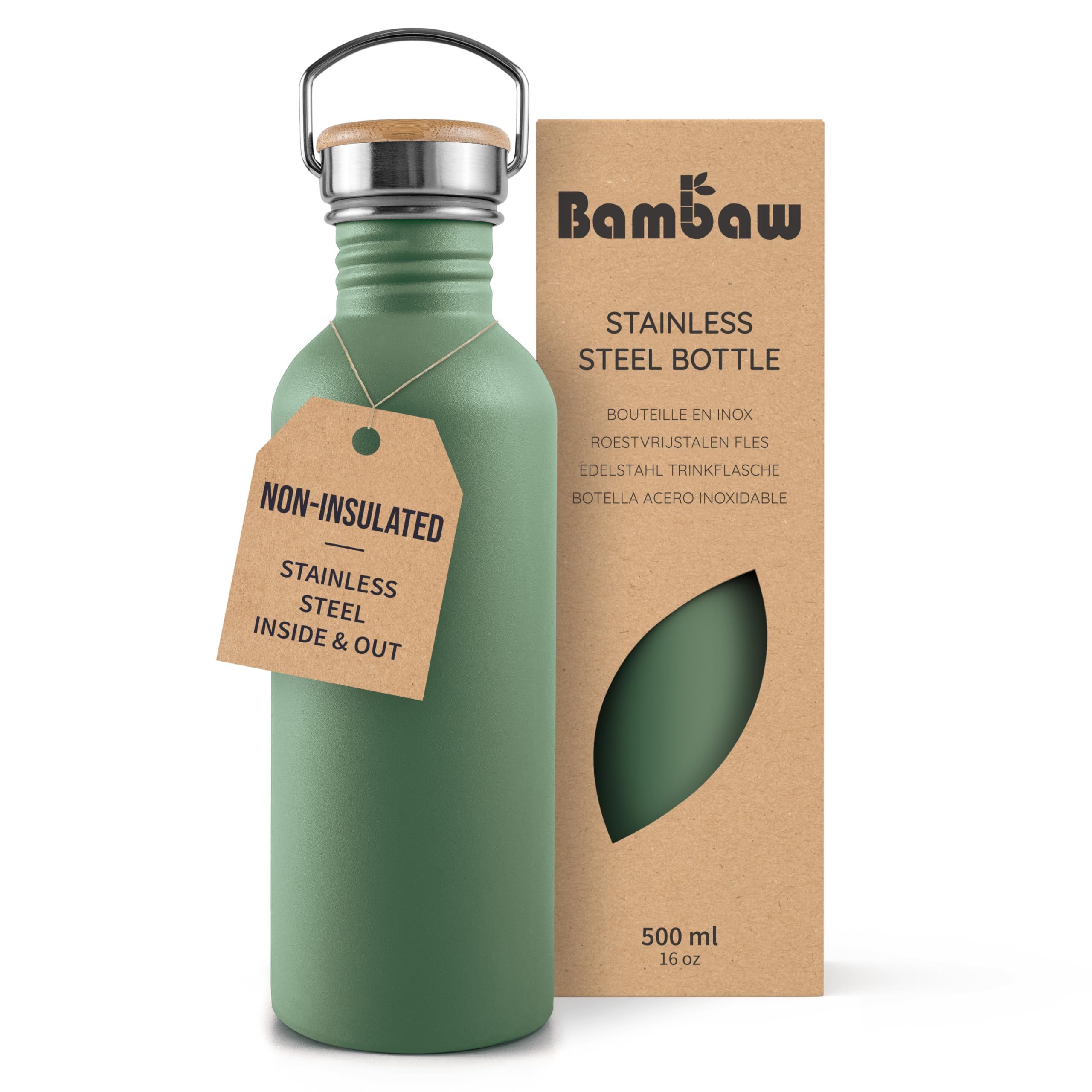 Water Bottle - Steel - Green