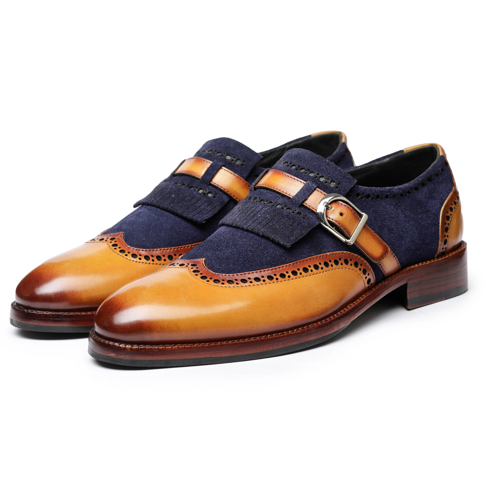 Heritage Monk Strap Shoe Navy