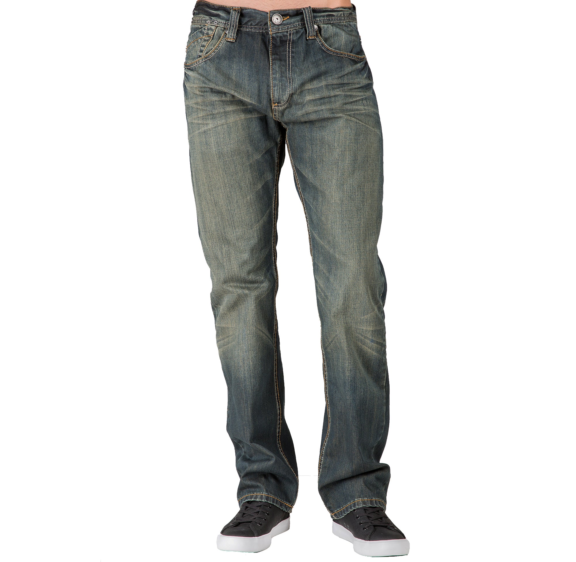 Elegant Men's Denim Jeans Straight Cut Natural