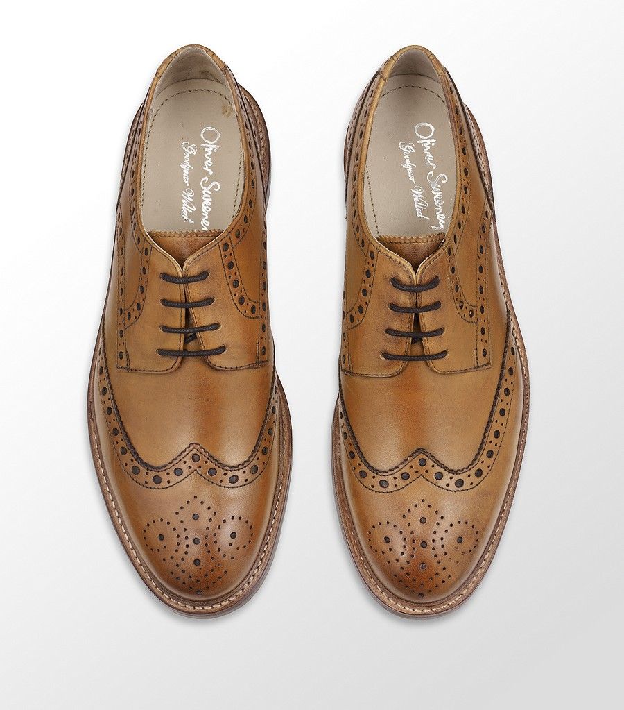 Bold Brogue Dress Shoe Beige