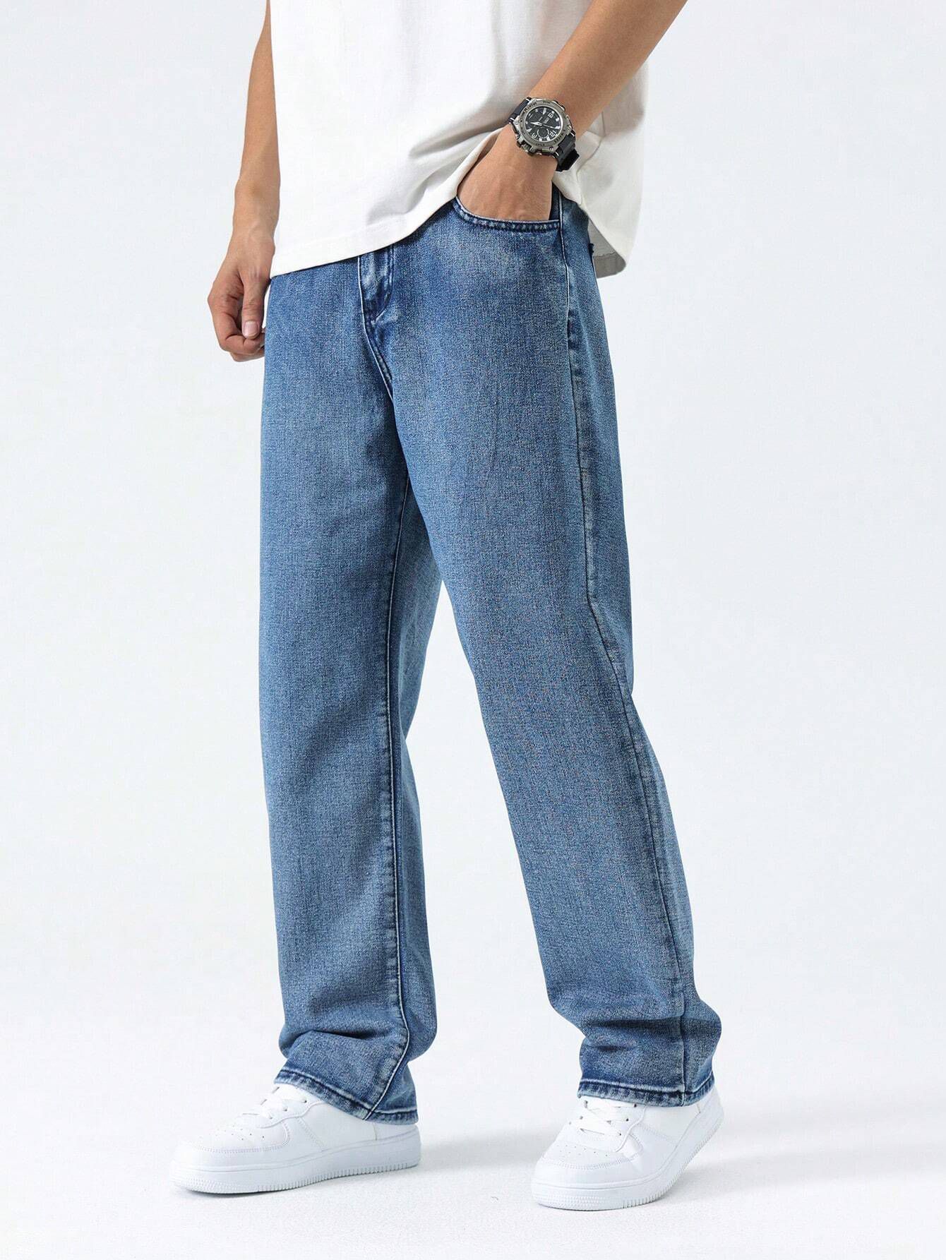 Lightweight Men's Denim Jeans Straight Cut Plus