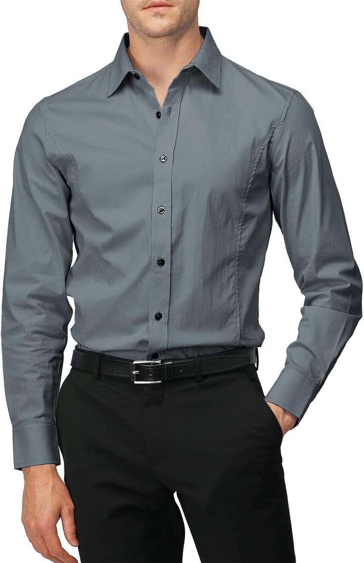 Casual Men's Slim Fit Dress Shirt Essential
