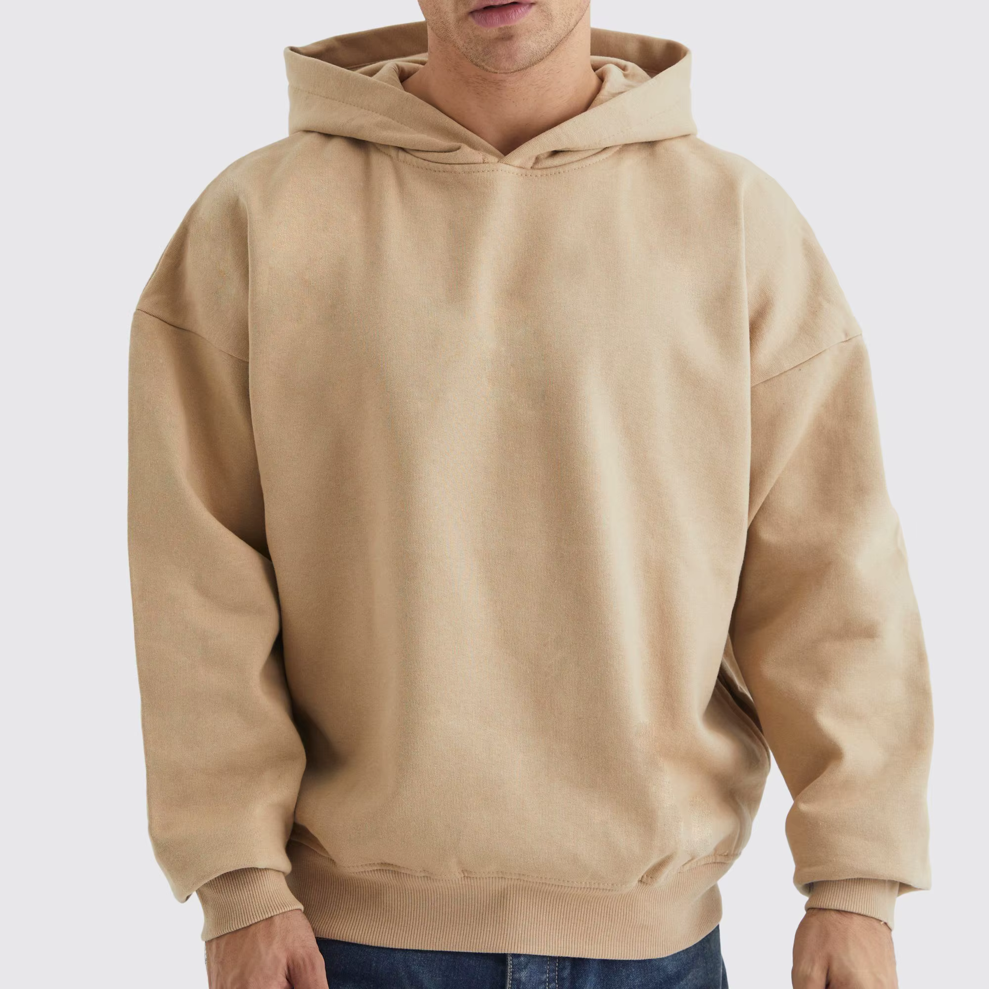 Sporty Men's Hooded Sweatshirt Natural