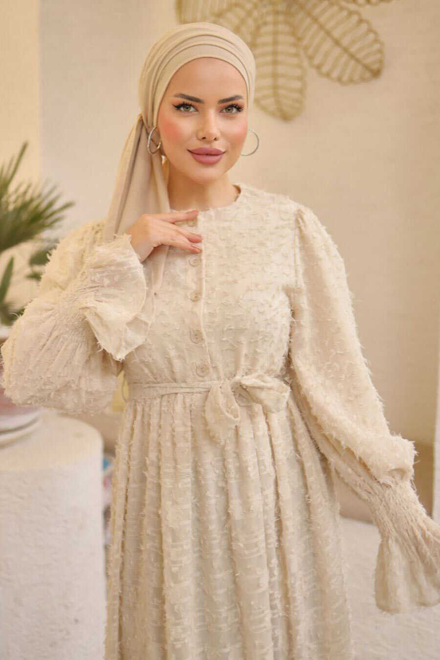 Modest Dress - Cream