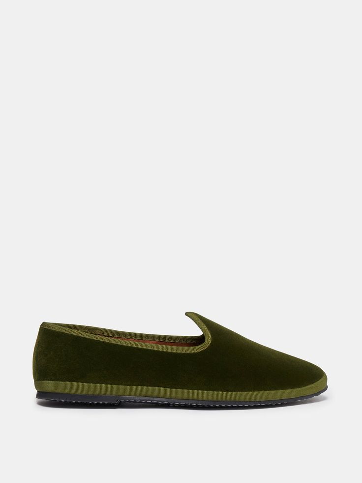 Comfort Velvet Loafer Olive
