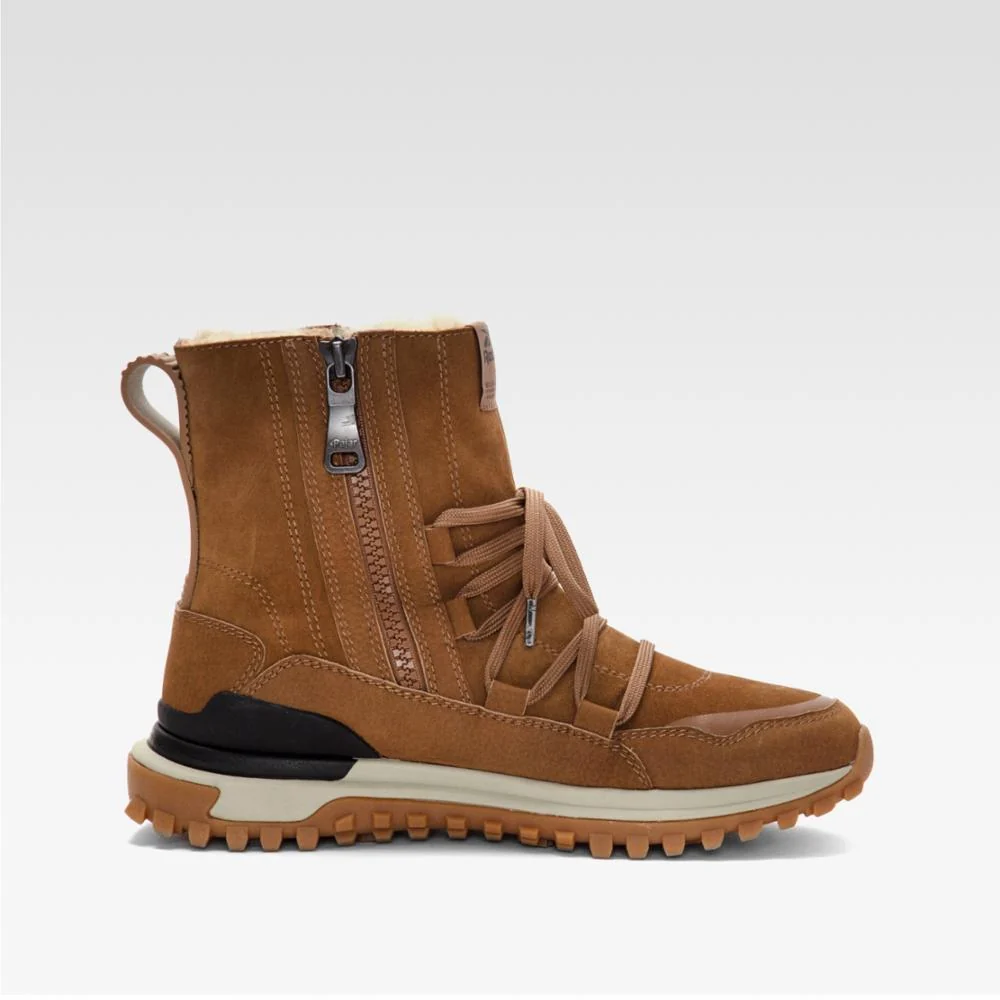 Sleek Lace-Up Boot Walnut