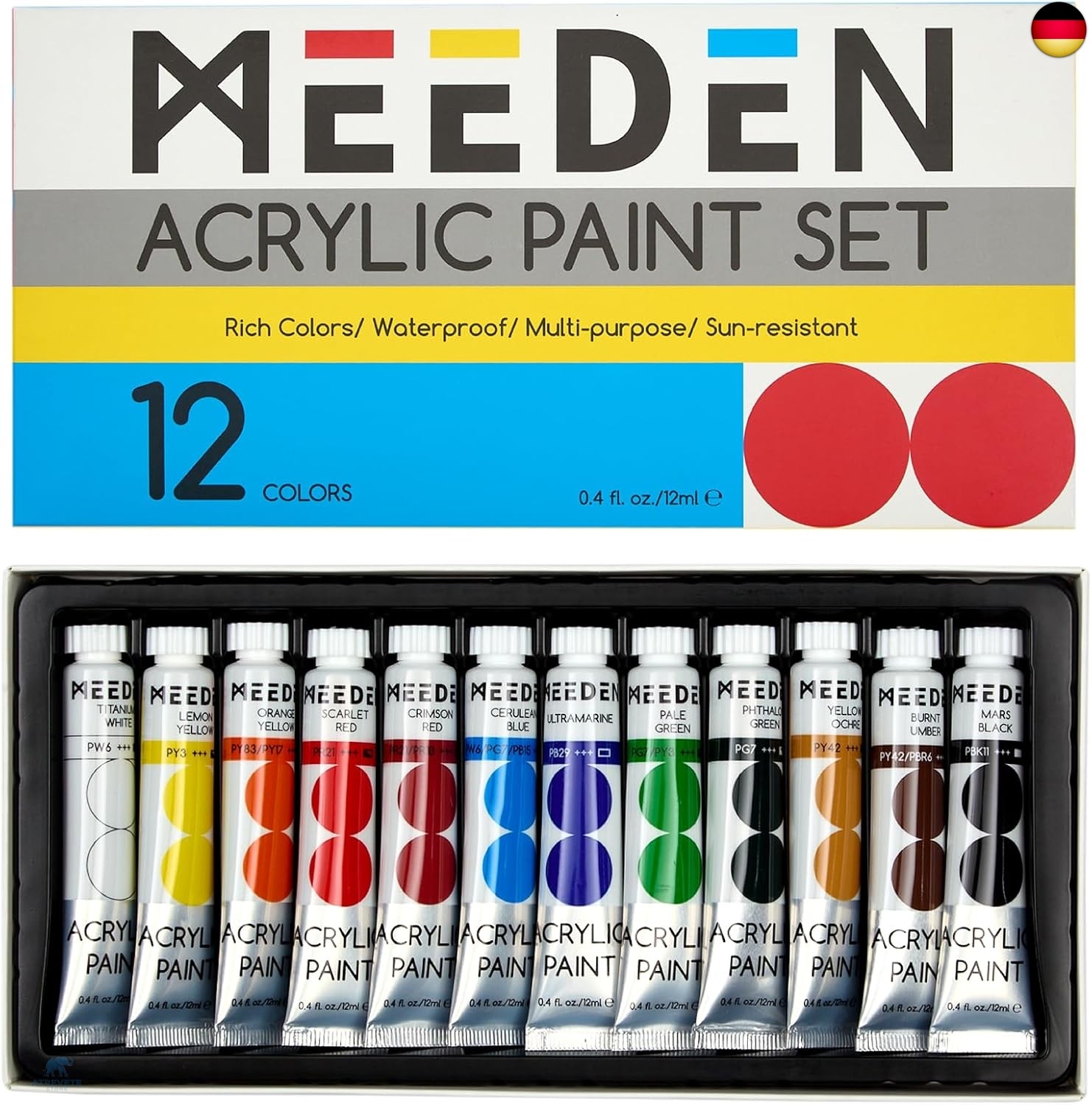 Acrylic Paint Set - 12 Colors