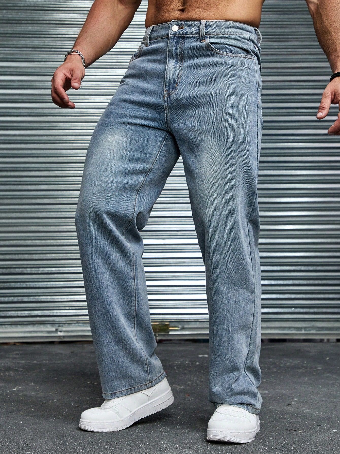 Sporty Men's Denim Jeans Straight Cut Elite