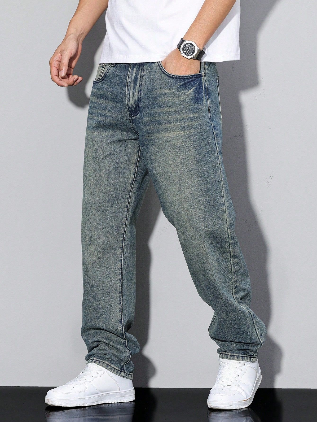 Sporty Men's Denim Jeans Straight Cut Elite