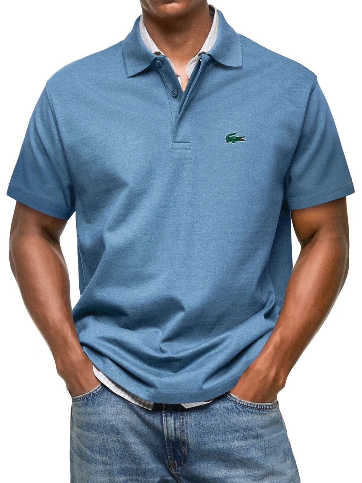 Casual Men's Classic Polo Shirt Natural