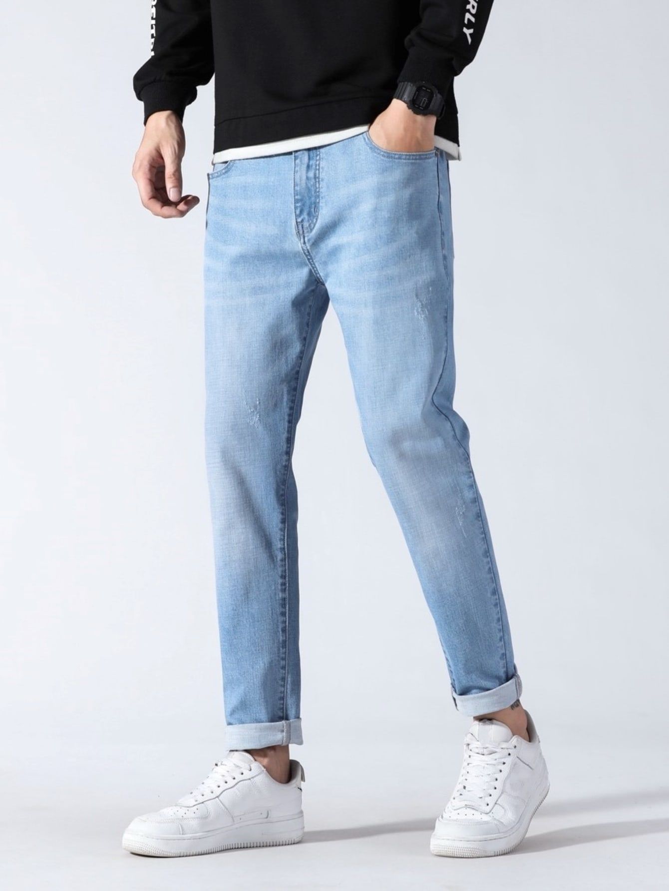 Lightweight Men's Denim Jeans Straight Cut Deluxe