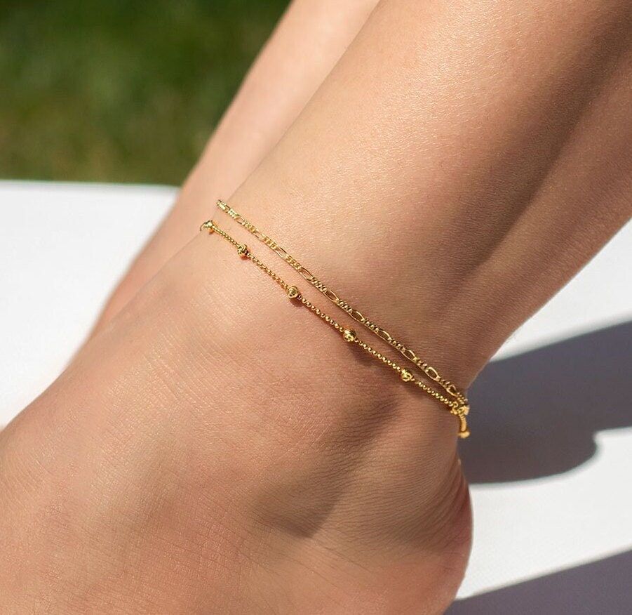 Beaded Anklet Gold