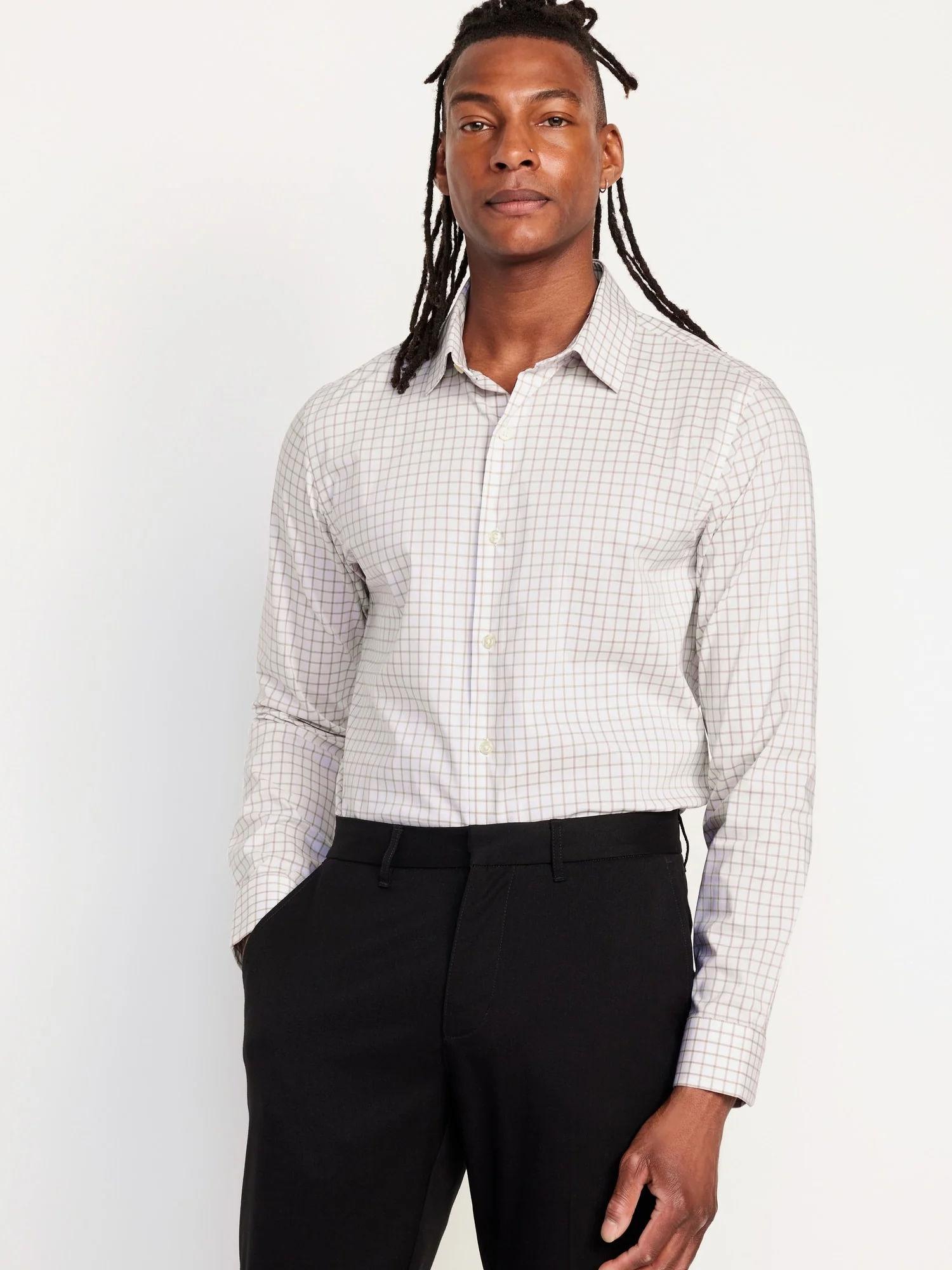 Vintage Men's Slim Fit Dress Shirt Plus