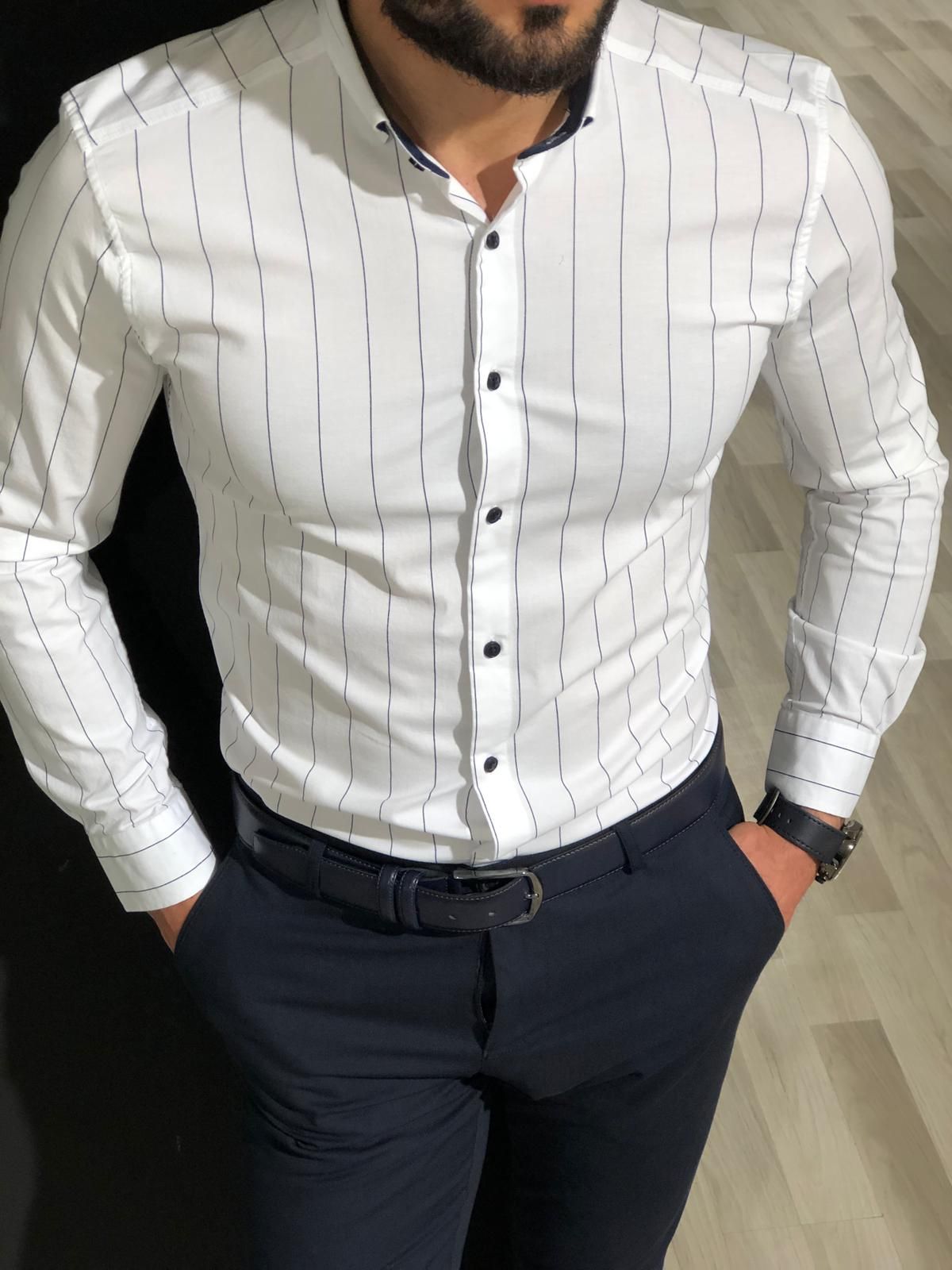 Casual Men's Slim Fit Dress Shirt Plus