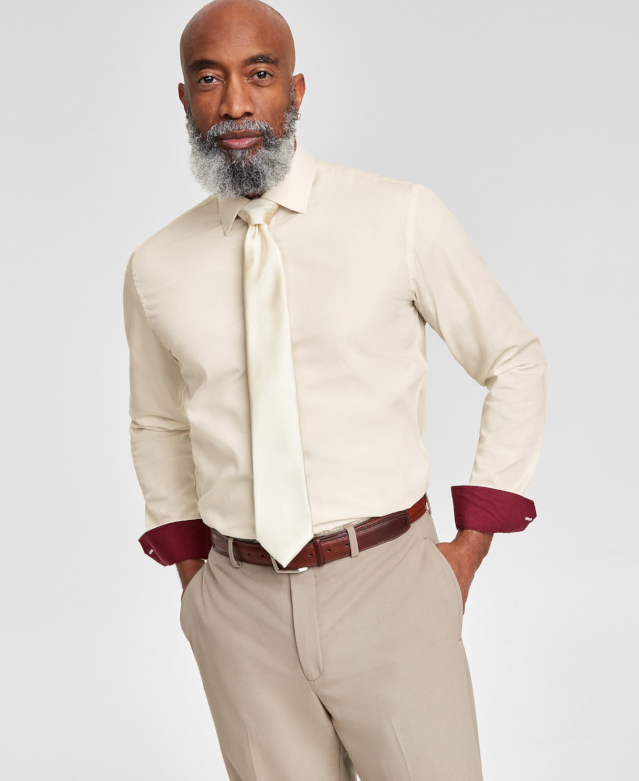 Classic Men's Slim Fit Dress Shirt Natural