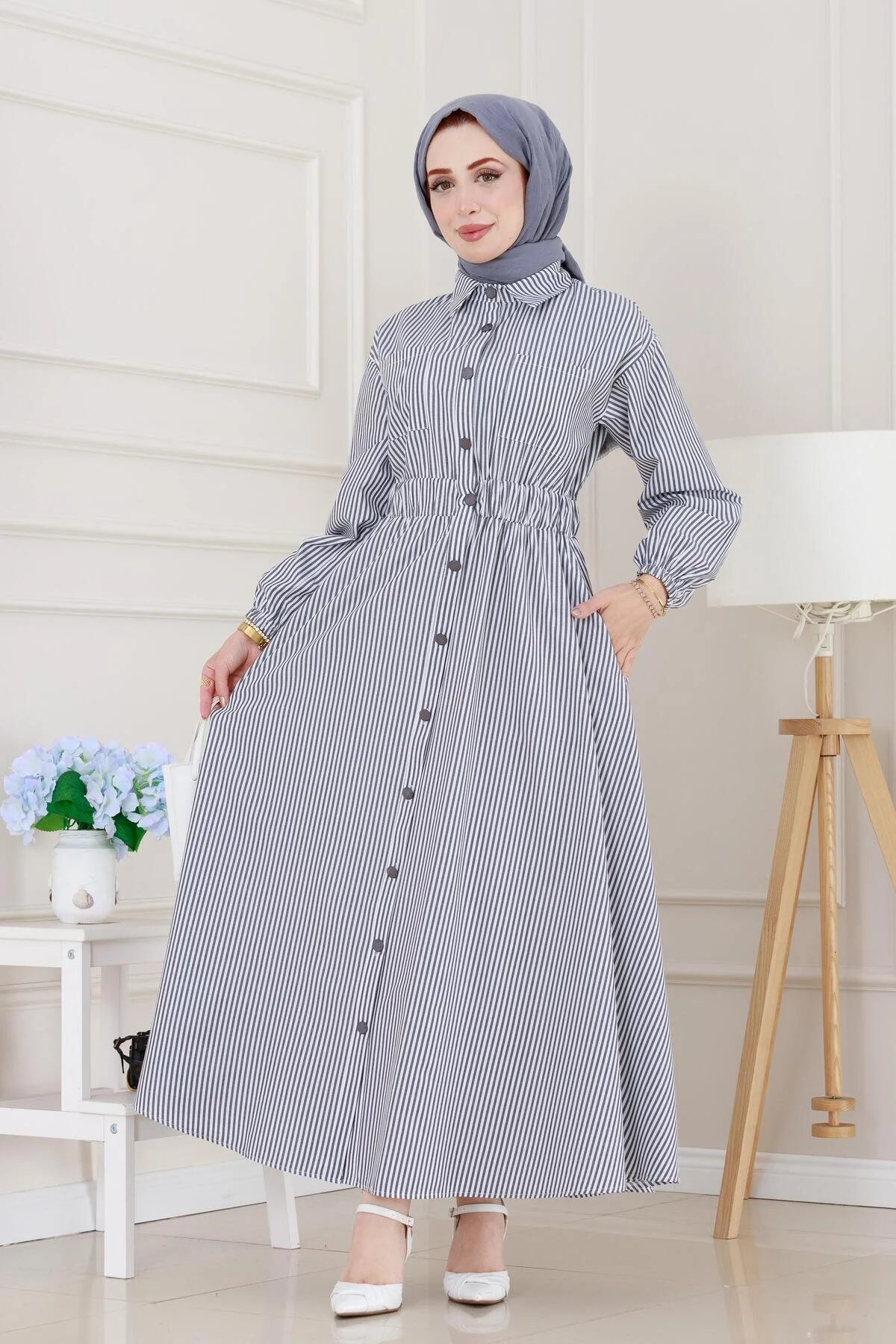 Modest Dress - Grey