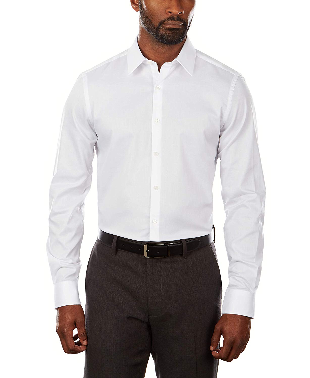 Sporty Men's Slim Fit Dress Shirt Natural