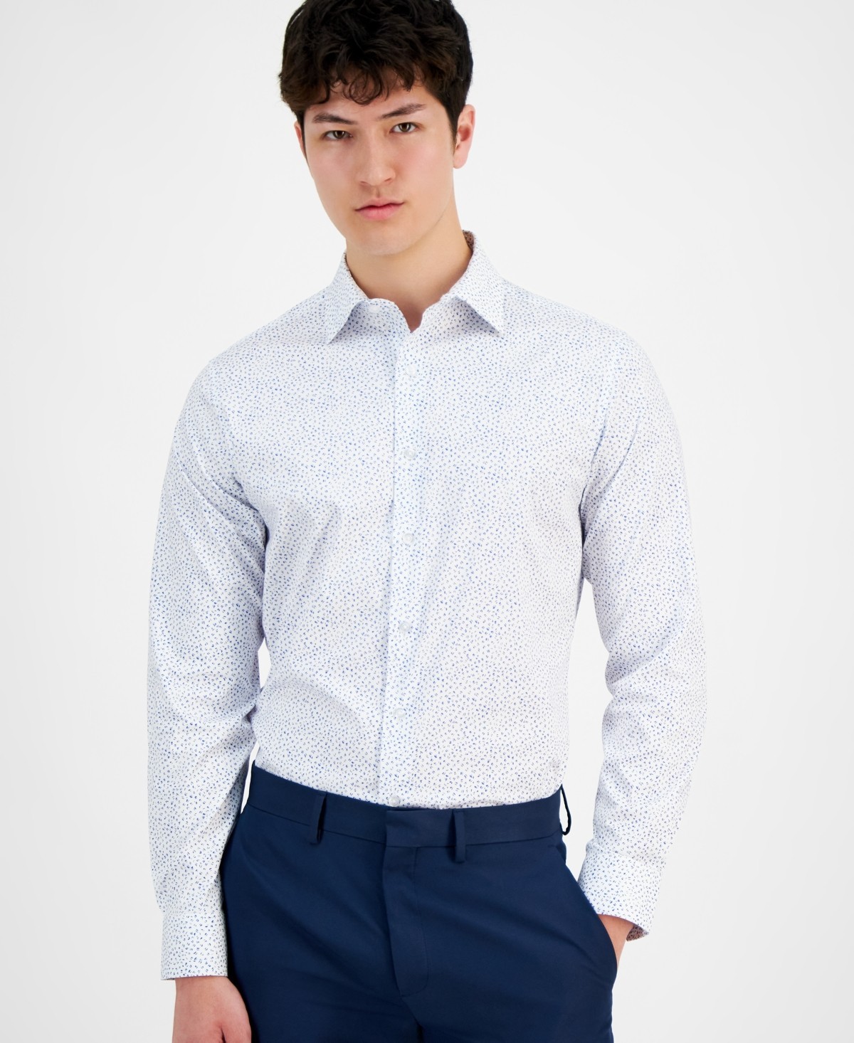 Sporty Men's Slim Fit Dress Shirt Natural