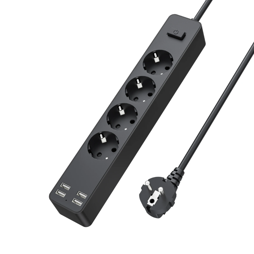 DR. Volt Extension Cable - 4 Ports with Individual On/Off Switch + USB Fuse Based 1.8 Meter Cable