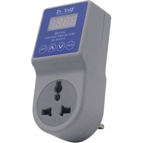 Dr. Volt Washing Machine And Printer Power Surge Protector IQ-WP15A; 15 Amps, 3200W, Digital Display, 160-255V, 10sec Delay – Grey