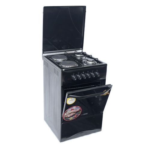 GL-General GL-General 50cm X 50cm 2 Electric & 2 Gas Cooker With Electric Oven Cooker GL5022E-B Made In Turkey Black