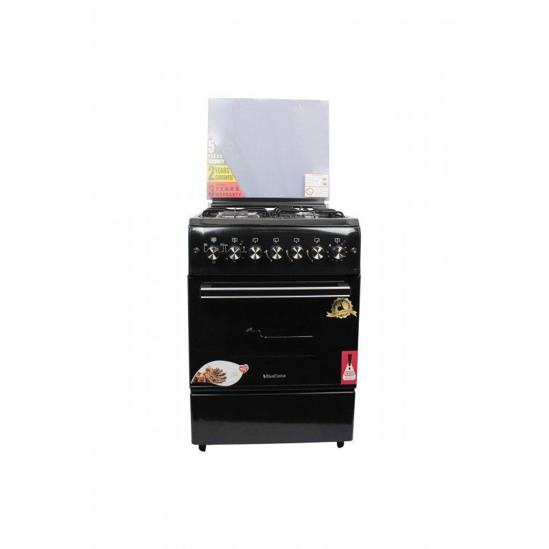 BlueFlame Cooker S6031EFRP - B 60x60cm, 3 Gas Burners And 1electric Hot Plate With Electric Oven Black In Colour