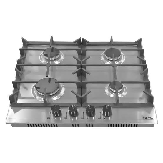 FIESTA 60×60 Built-in Gas Hob, 4-Gas Burners, Auto Ignition, Cast Iron Pan Supports Euro Pool Gas Burners Black