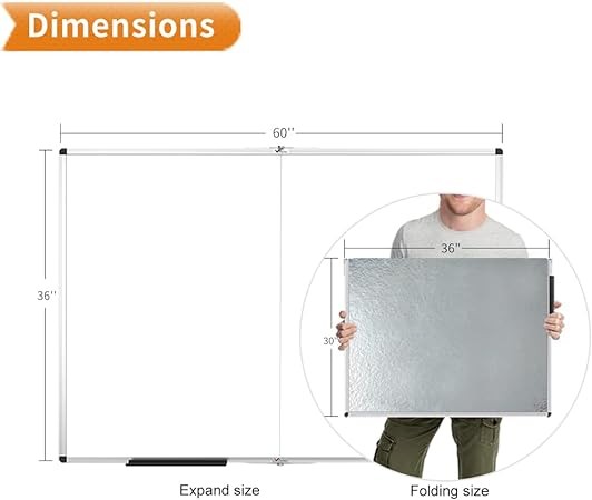 XBoard Magnetic Whiteboard 48 x 36, White Board 4 x 3, Dry Erase Board with Detachable Marker Tray