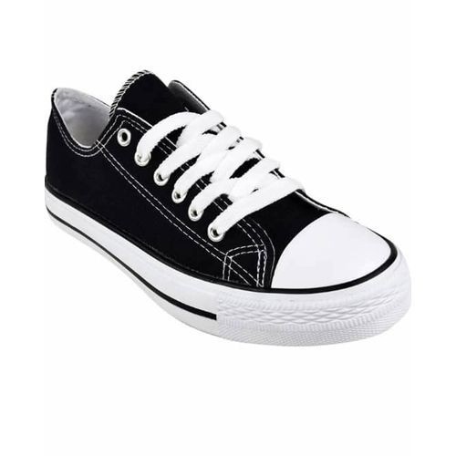 Black And White LaceUp Casual Unisex Canvas Sneakers