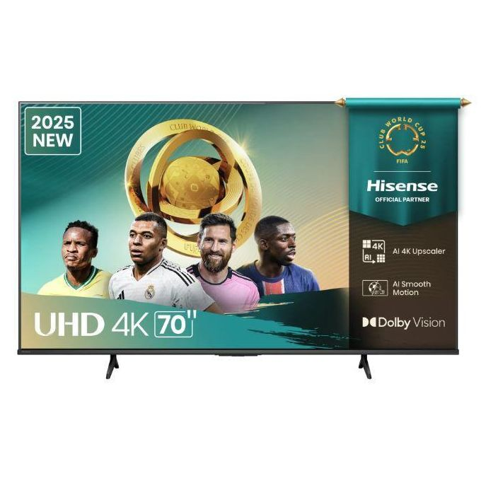 Hisense 70 Inch A6Q UHD 4K VIDAA Smart LED TV - Black