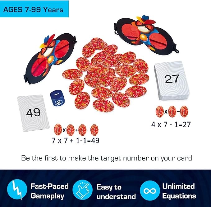Chalk & Chuckles Super Math Spy Board Game - Super Fun Math Game for Kids 8-12, Smart Educational Game, Practice Multiplication, Division, Addition and Subtraction