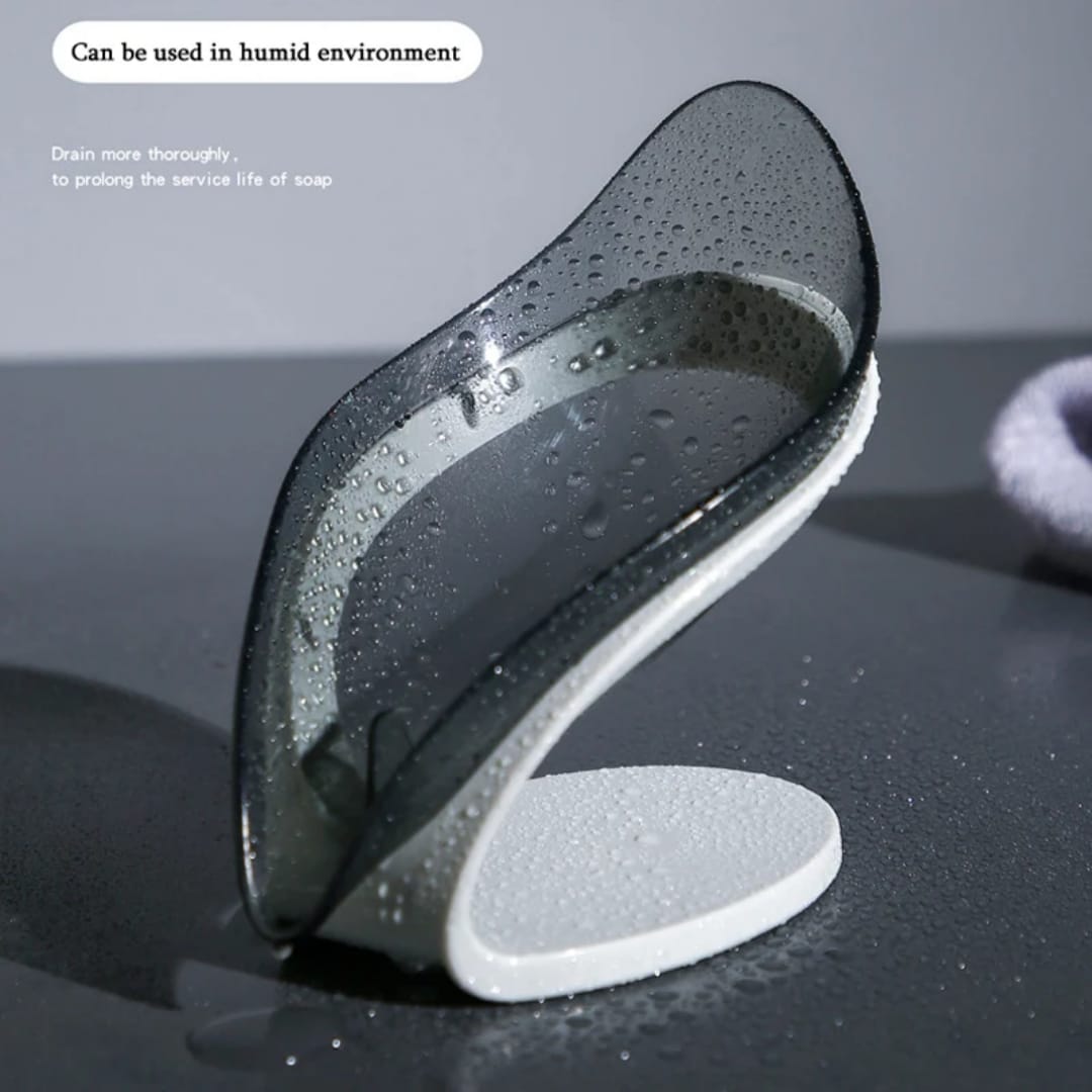 Leaf-shaped Self-draining Soap Dish - Transparent