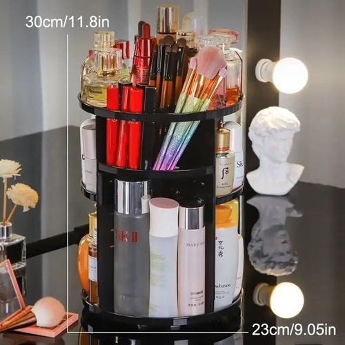 Makeup Organizer Durable 360 Degree Rotating Black