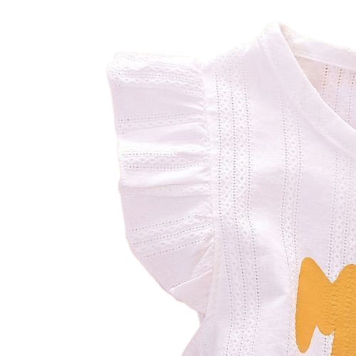 Girls' Letter Short + Shorts Belt Piece Set - Yellow