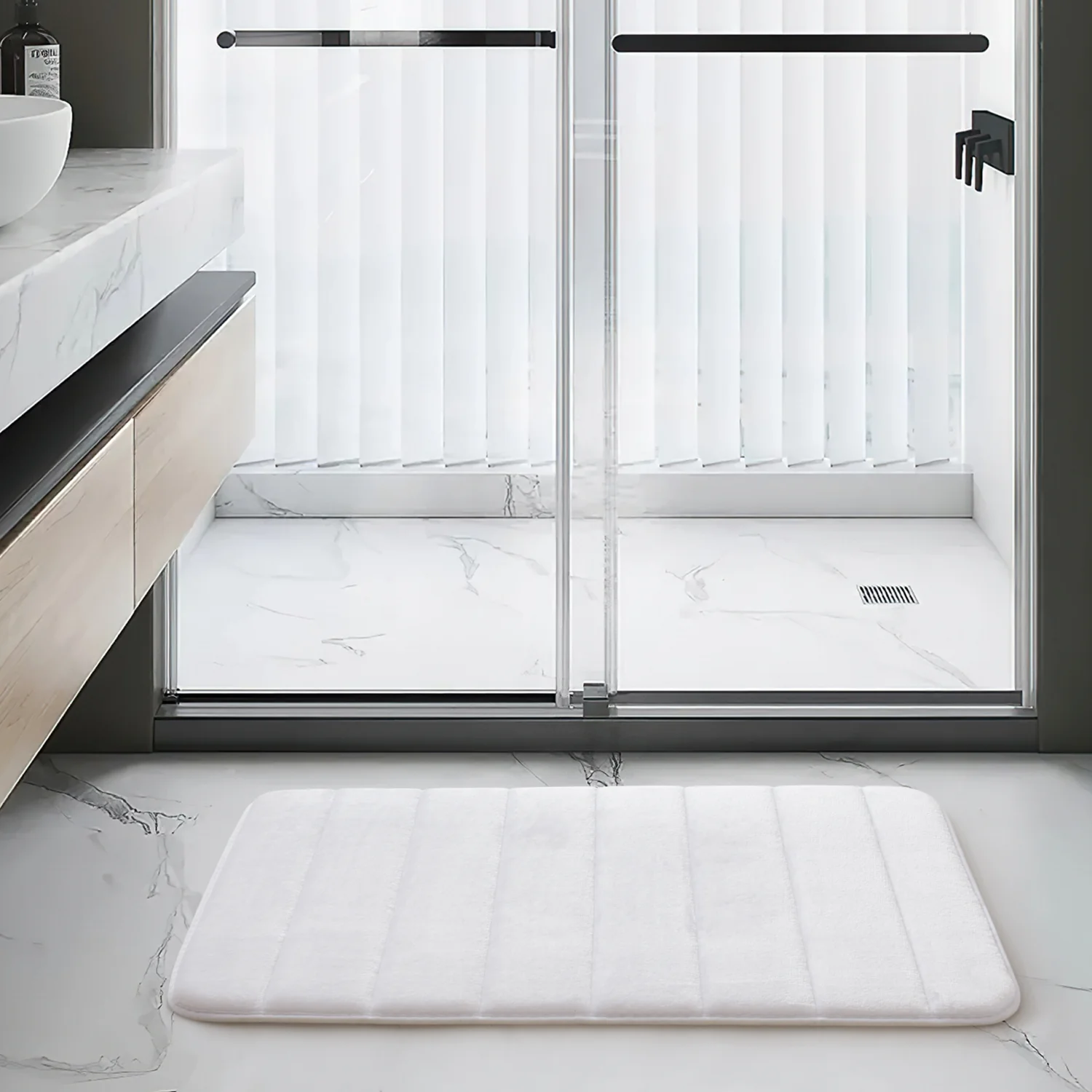 Bath Mat - Memory Foam - White