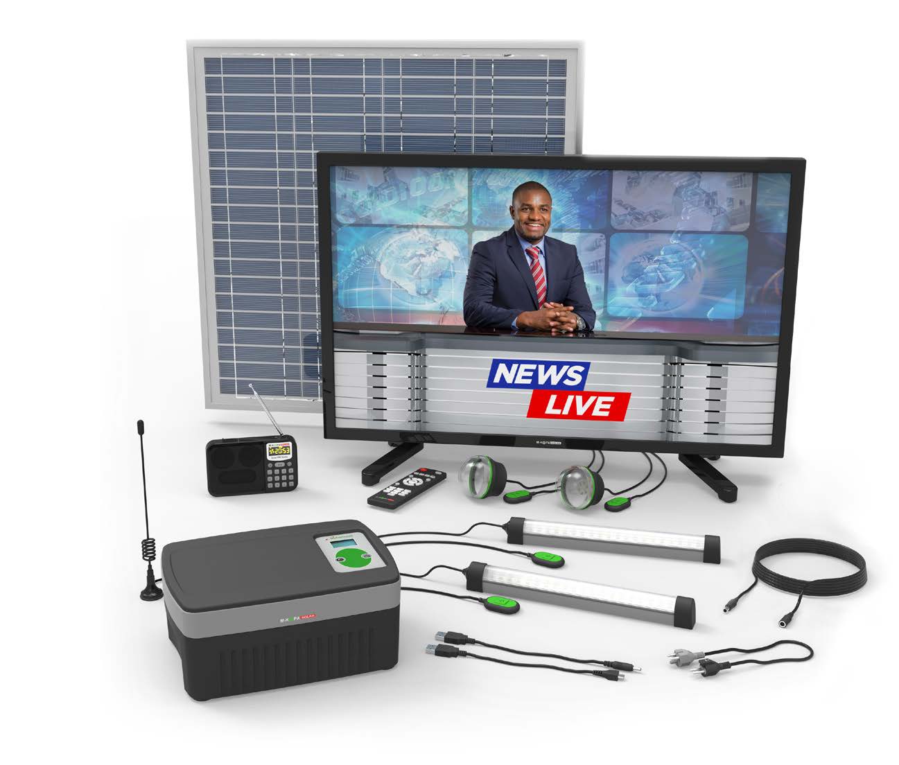M-KOPA Solar Home System - 20W Panel + TV