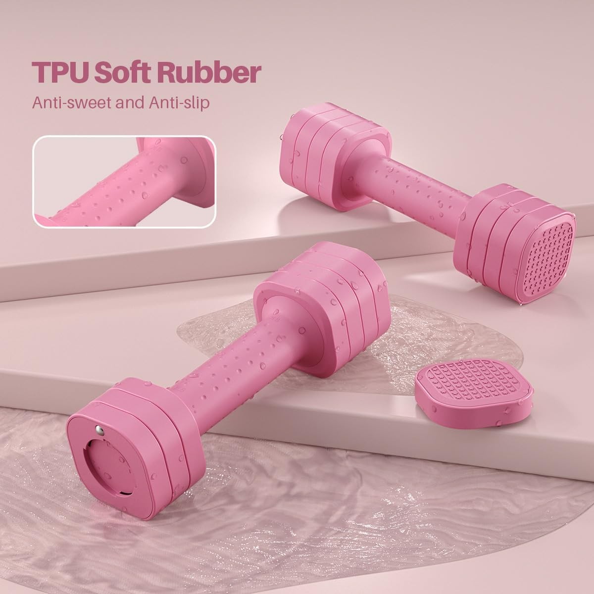 Adjustable Dumbbell Set of 2, 4 in 1 Free Weights Dumbbells Set for Women, 5lb Dumbbells Set of 2, Each 2lb 3lb 4lb 5lb with TPU Soft Rubber Handle for Home Gym Exercise Training