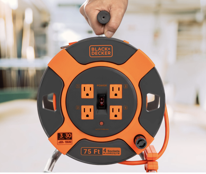 Extension Cord Reel with 14AWG and 4 Outlets