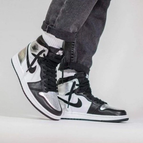 Imported Nike Air Jordan 1 Mid Silver Toe Shoes For Men